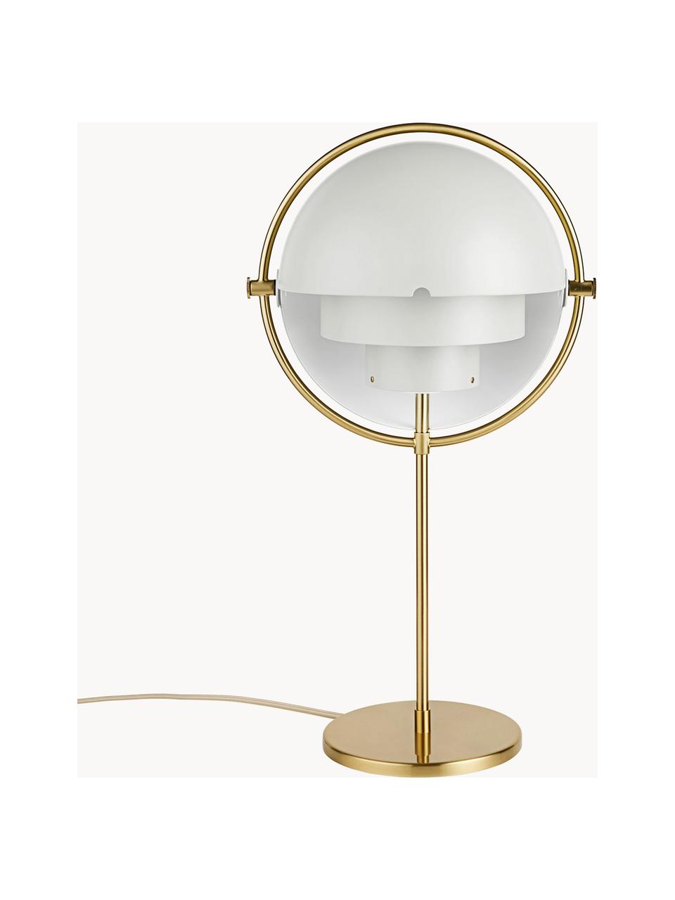 Veľká nastaviteľná stolová lampa Multi-Lite, Potiahnutý hliník, Biela matná, odtiene zlatej matná, Ø 24 x V 50 cm