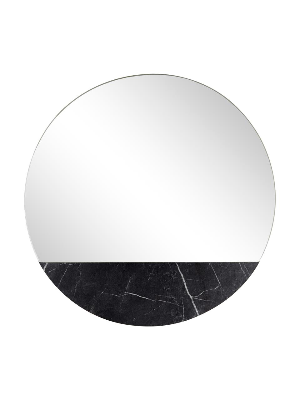 Okrúhle nástenné zrkadlo s mramorovým vzhľadom Stockholm, Čierna mramorovaná, Ø 40 x H 1 cm