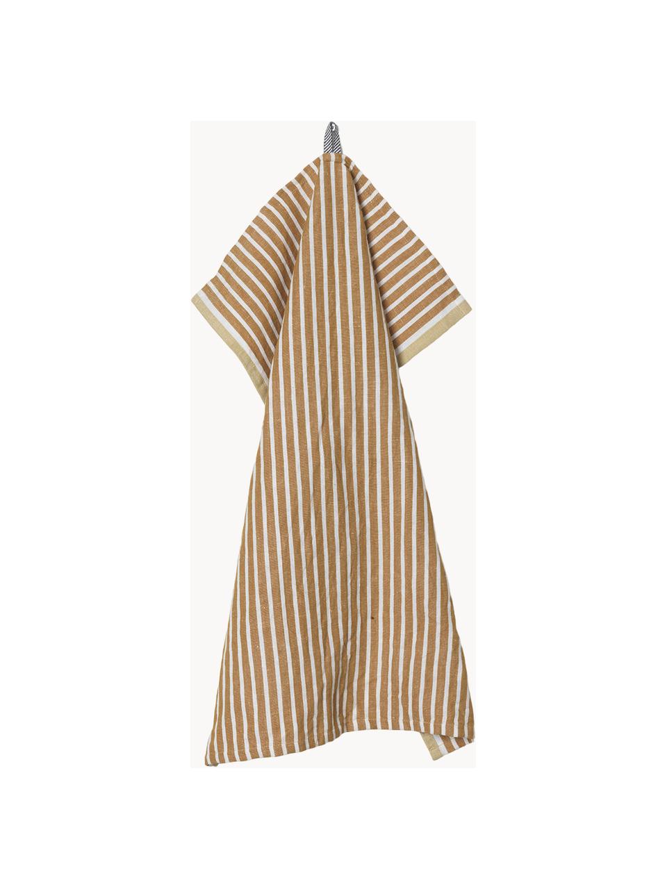 Strofinaccio Hale, 50% lino, 50% cotone, Terracotta, beige, bianco latte, Larg. 50 x Lung. 70 cm