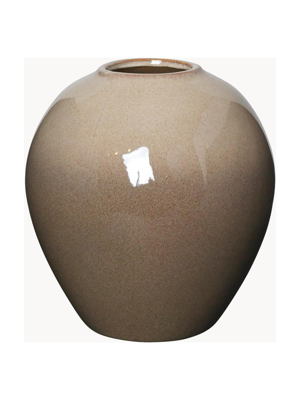 Jarrón artesanl de cerámica Ingrid, Al 26 cm, Cerámica esmaltada, Tonos beige, Ø 24 x Al 26 cm