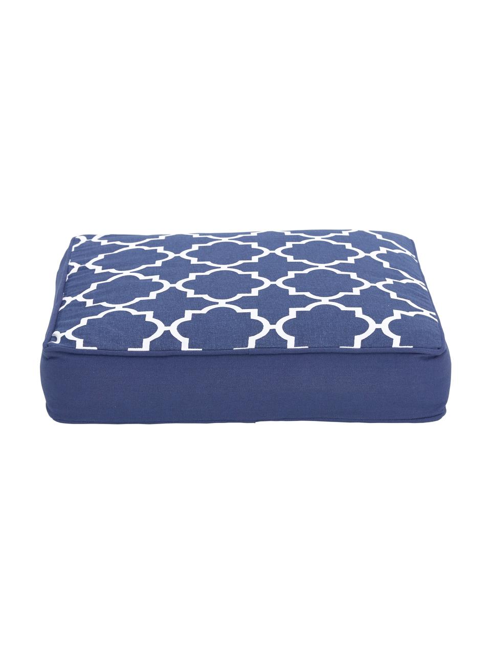 Cuscino sedia alto blu scuro/bianco Lana, Rivestimento: 100% cotone, Blu, Larg. 40 x Lung. 40 cm