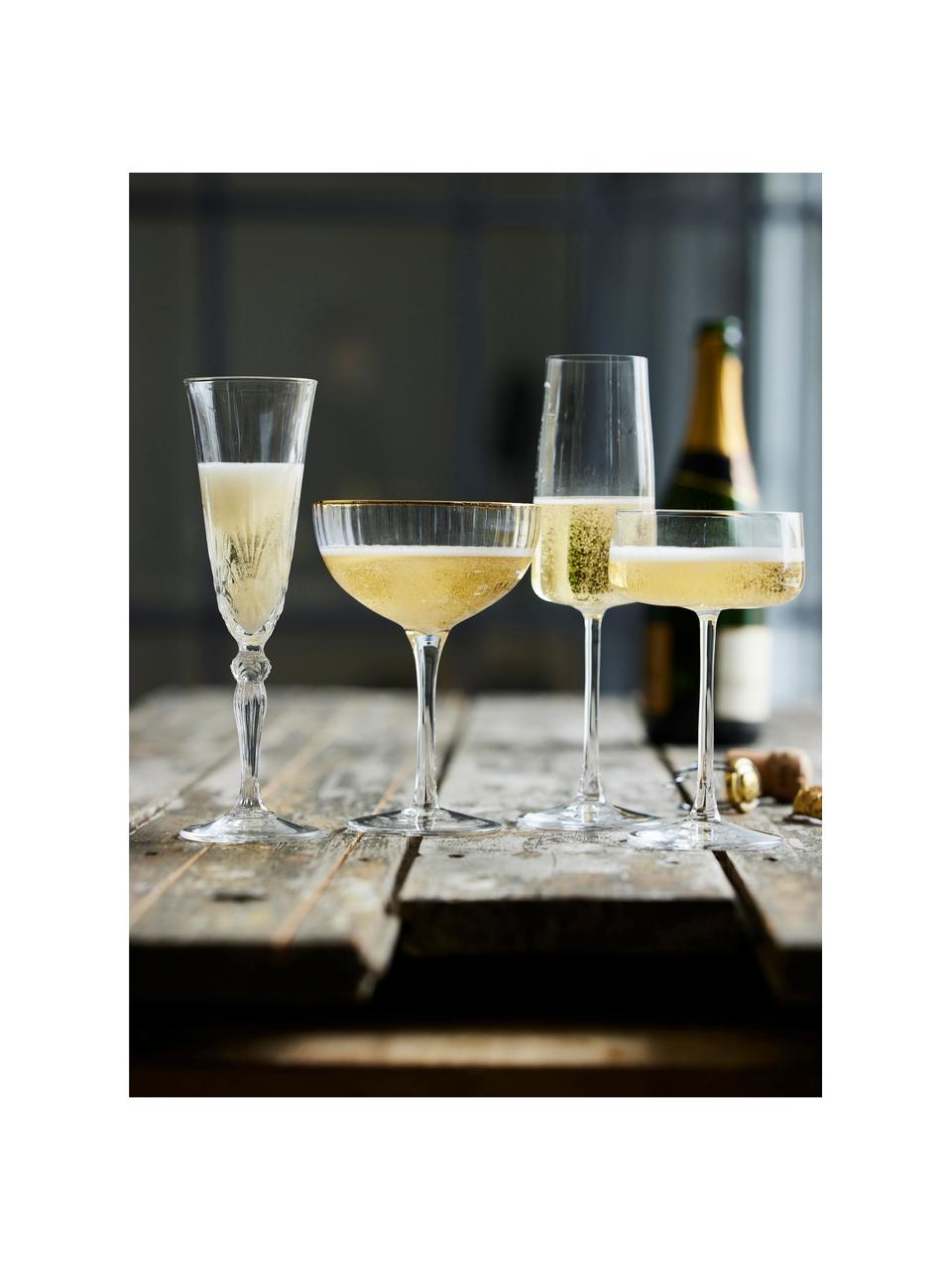 Kieliszek do szampana ze szkła kryształowego Caros, 4 szt., Szkło kryształowe, Transparentny, Ø 20 x W 18 cm, 260 ml