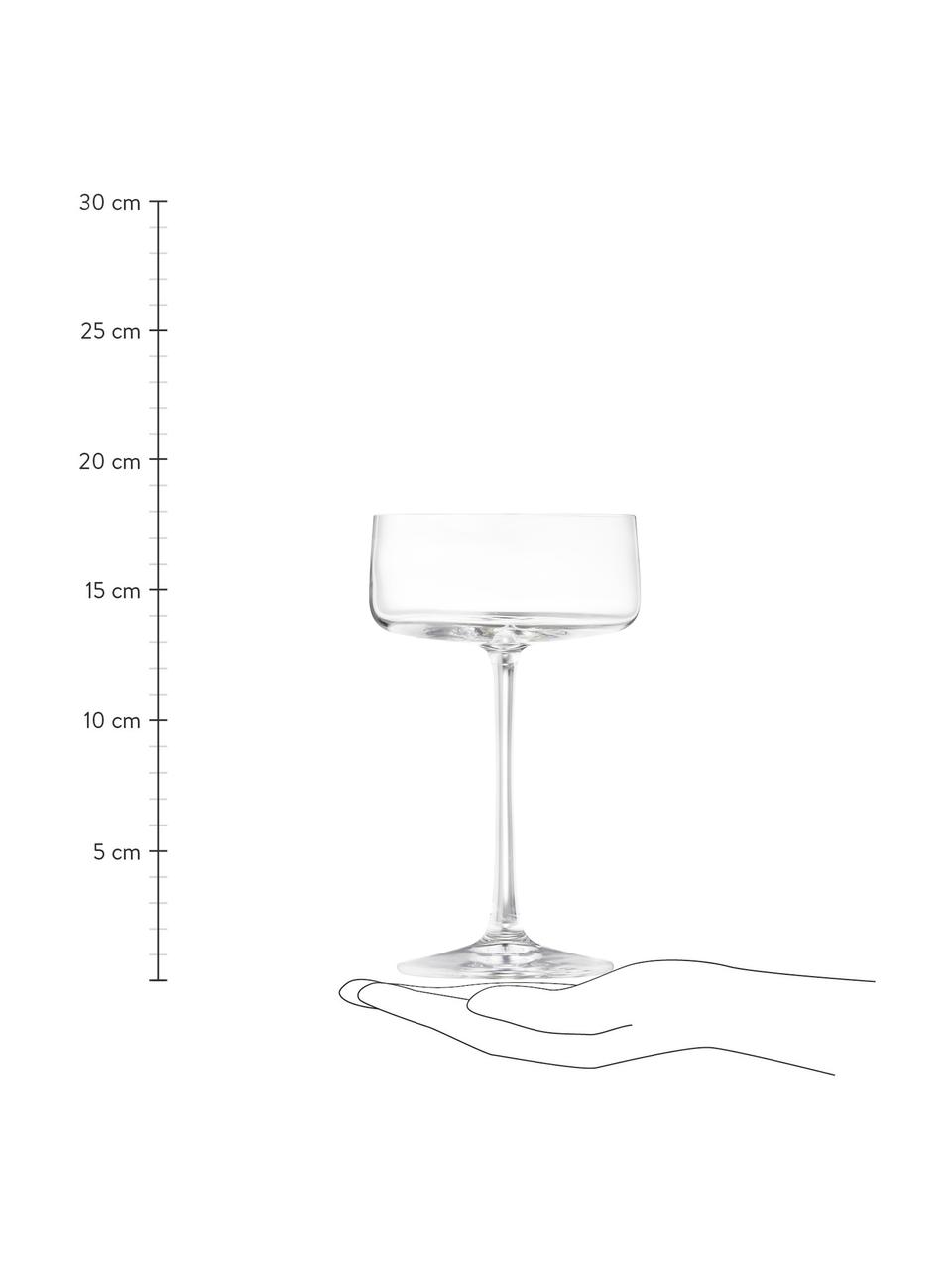 Kristallen champagneglazen Ceros, 4 stuks, Kristalglas, Transparant, Ø 20 x H 18 cm, 260 ml
