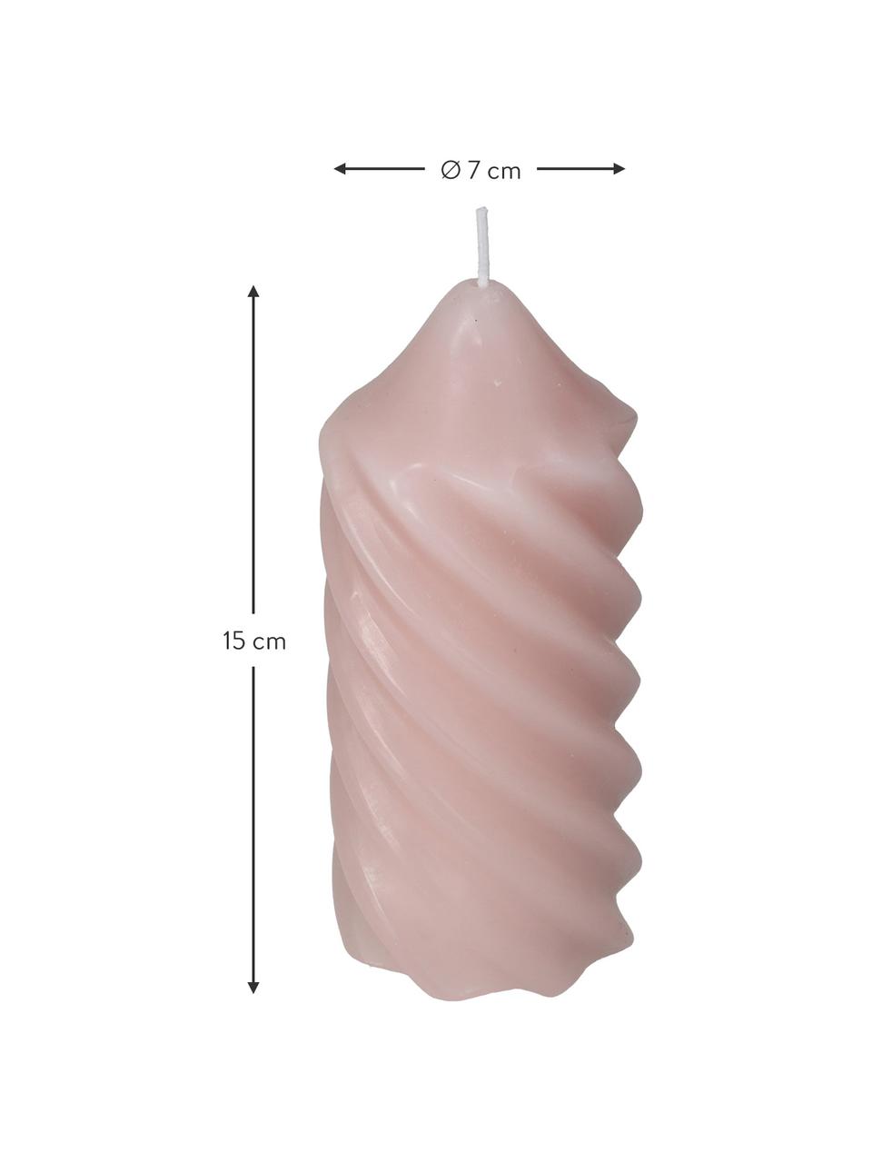 Stumpenkerze Spiral, Wachs, Rosa, Ø 7 x H 15 cm