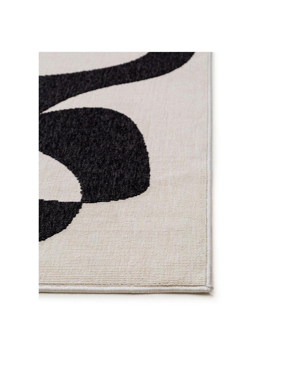 Tappeto da interno-esterno Taro, 100% polipropilene, Nero, bianco latteo, Larg. 80 x Lung. 150 cm (taglia XS)
