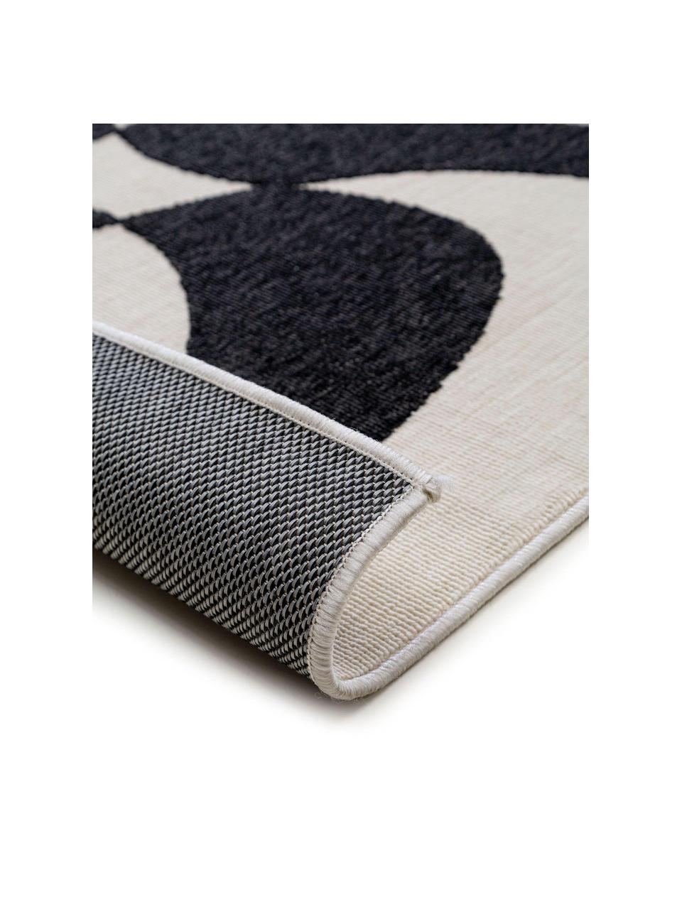 Dywan wewnętrzny/zewnętrzny Taro, 100% polipropylen, Czarny, złamana biel, S 80 x D 150 cm (Rozmiar XS)