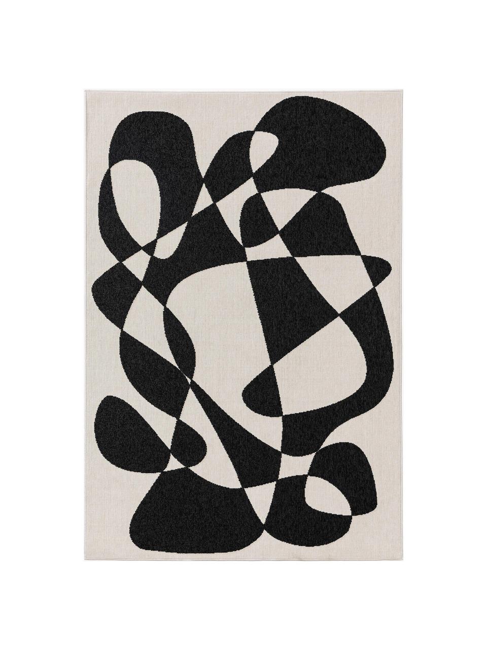 Tapis intérieur-extérieur Taro, 100 % polypropylène, Noir, blanc cassé, larg. 80 x long. 150 cm (taille XS)