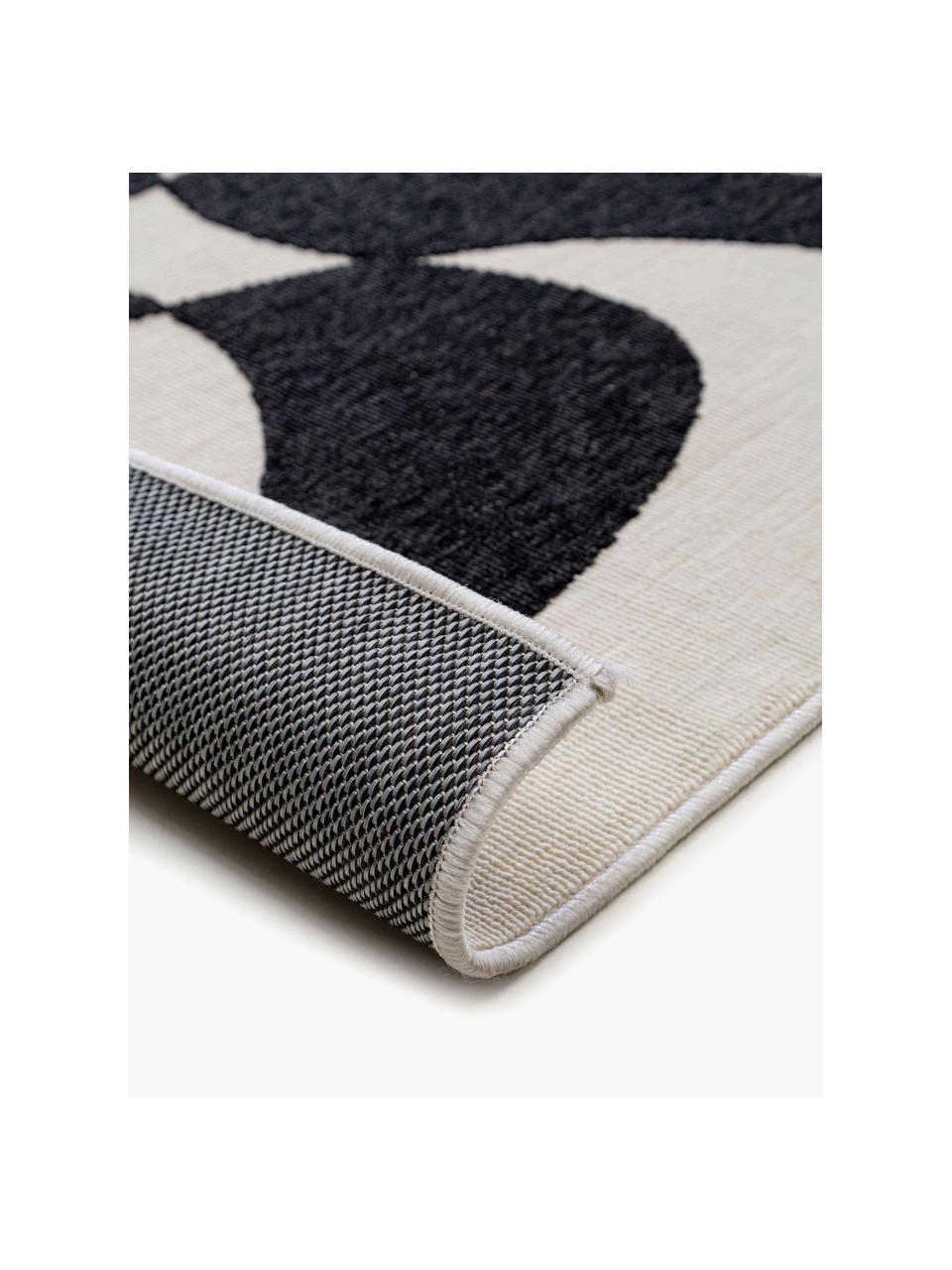 Tapis d'intérieur/extérieur Taro, 100 % polypropylène, Noir, blanc cassé, larg. 80 x long. 150 cm (taille XS)