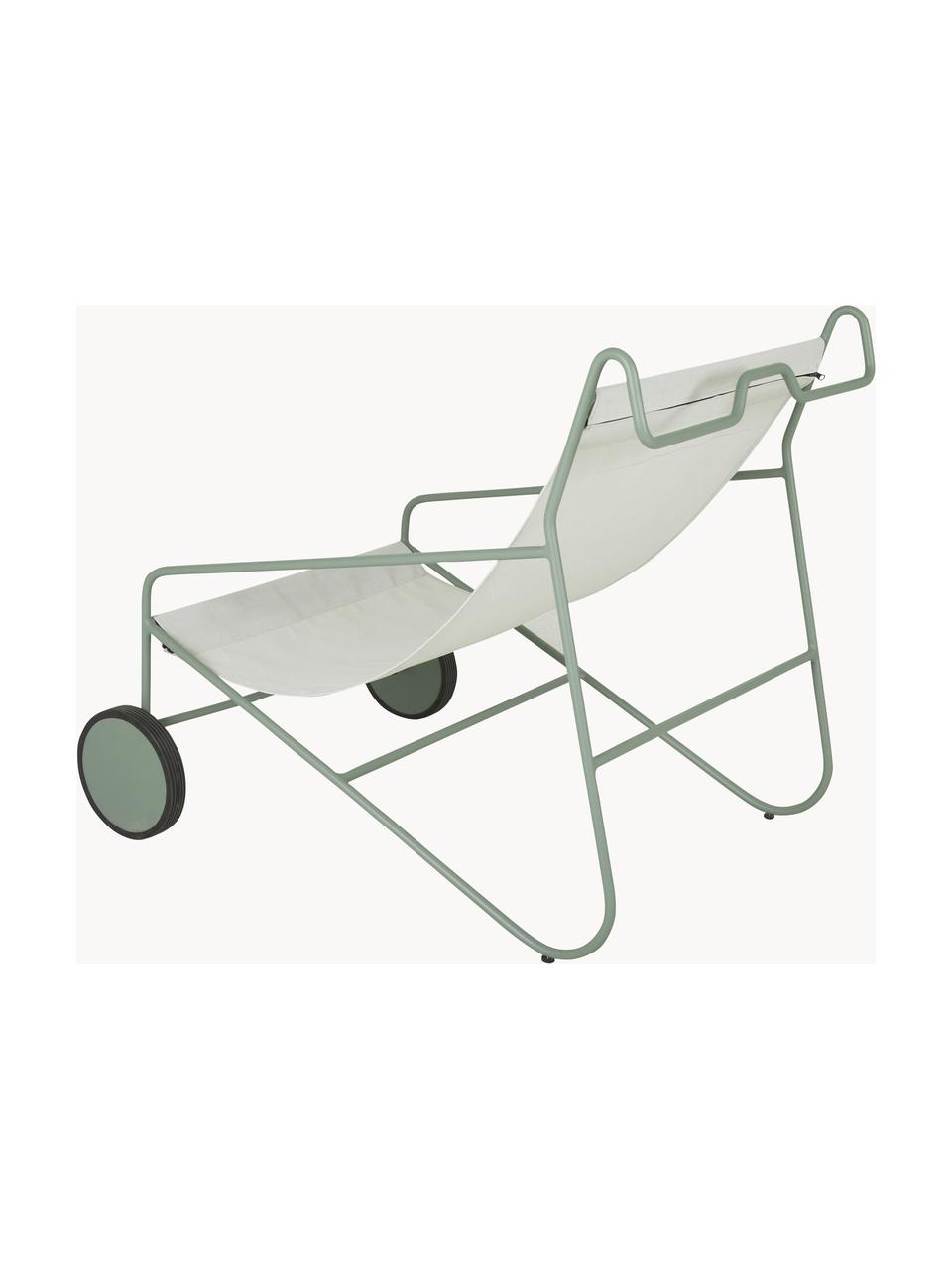 Tuin loungefauteuil Poul met wieltjes, 2 stuks, Bekleding: textiel, Frame: gecoat aluminium, Gebroken wit, saliegroen, B 74 x D 106 cm