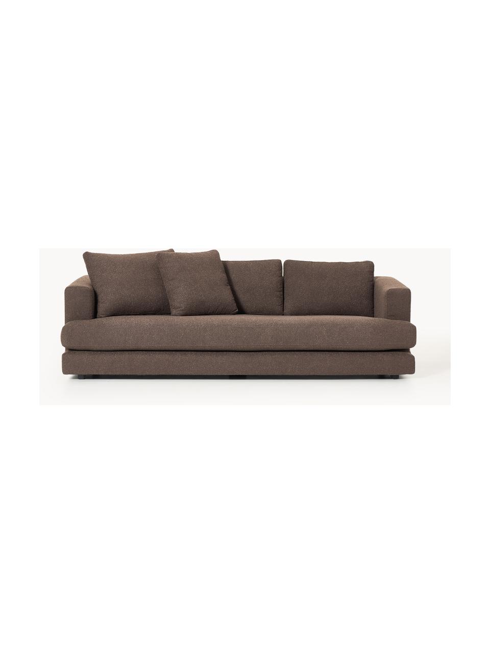 Sofa Bouclé Tribeca (3-osobowa), Tapicerka: Bouclé (93% poliester, 6%, Stelaż: drewno bukowe, drewno sos, Nogi: drewno sosnowe Ten produk, Ciemnobrązowy Bouclé, S 228 x G 104 cm