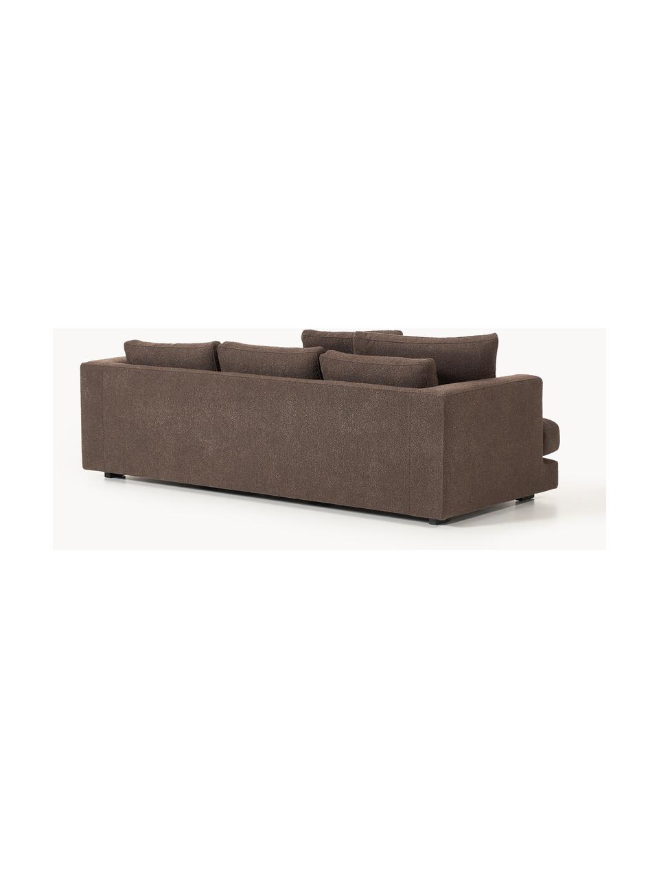 Bouclé-Sofa Tribeca (3-Sitzer), Bezug: Bouclé (93 % Polyester, 6, Gestell: Buchenholz, Kiefernholz, , Füße: Kiefernholz Dieses Produk, Bouclé Dunkelbraun, B 228 x T 104 cm