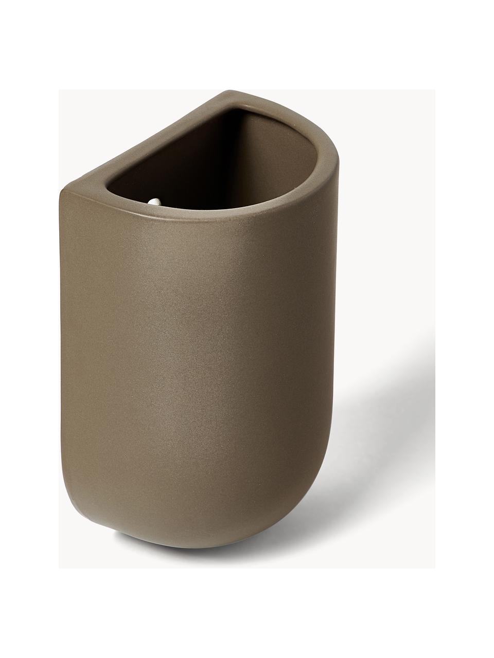 Obal na květináč na zeď Cut, Š 10 cm, Keramika, Taupe, matná, Š 10 cm, V 15 cm