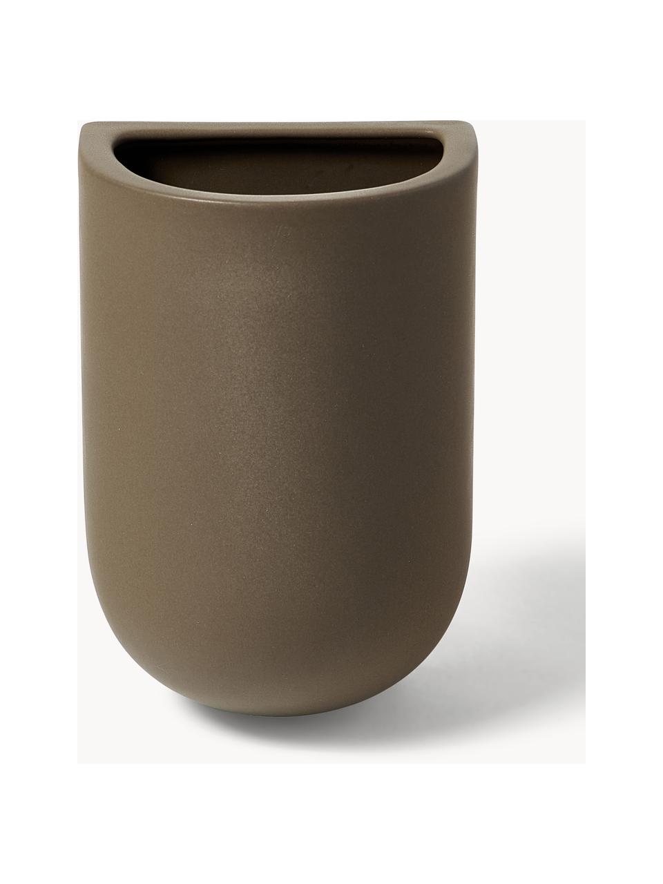 Wandplantenpot Cut, B 10 cm, Keramiek, Mat taupe, B 10 x H 15 cm