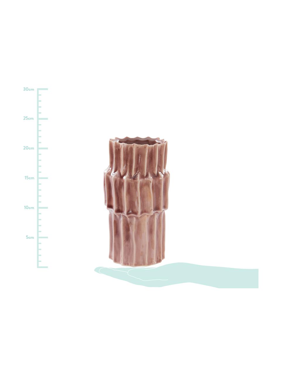 Ręcznie wykonany wazon z ceramiki Rosalina, Ceramika glazurowana, Blady różowy, Ø 12 x W 21 cm