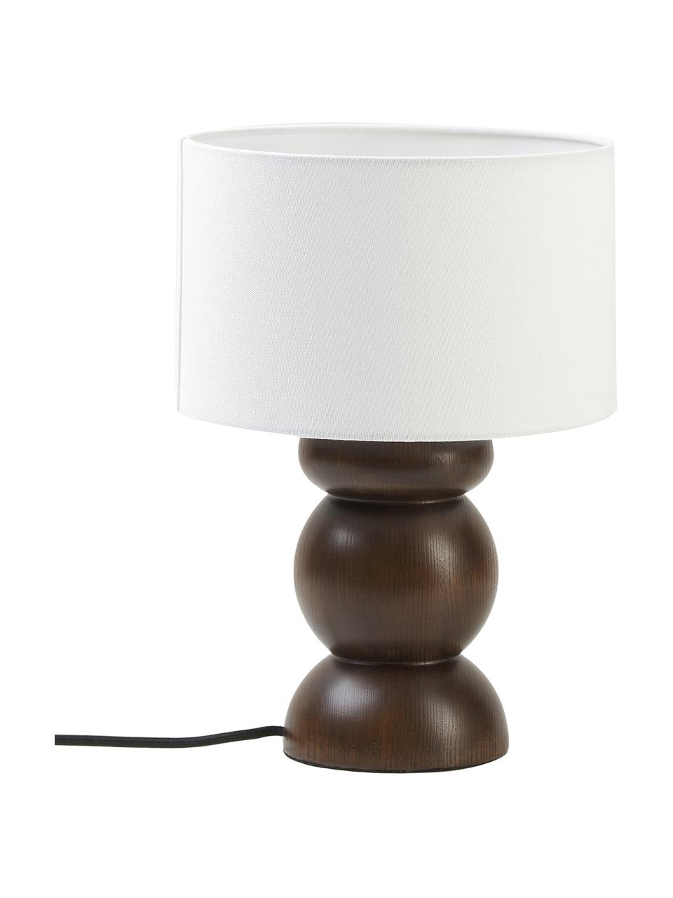 Lampa stołowa z drewna jesionowego Sascha, Ciemne drewno, Ø 24 x W 34 cm