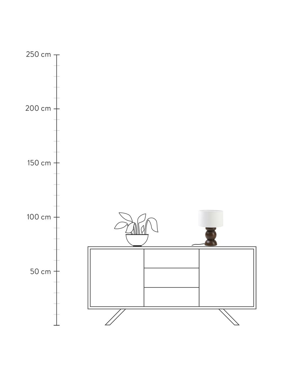 Lámpara de mesa de madera de fresna Sascha, Pantalla: tejido en aspecto lino, Cable: cubierto en tela, Madera oscura, Ø 24 x Al 34 cm