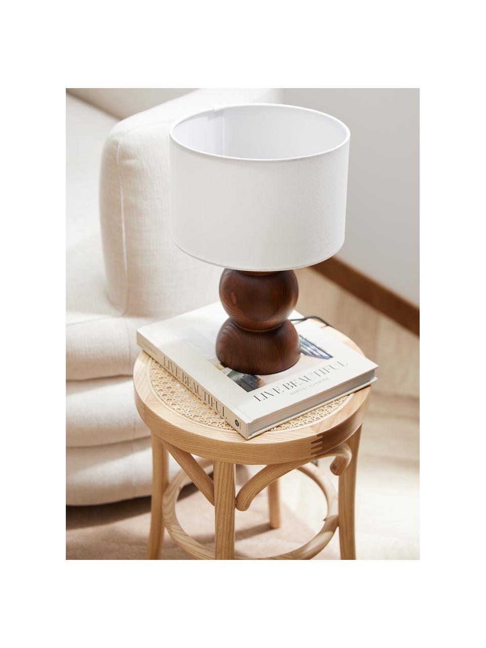 Lampe à poser bois de frêne foncé Sascha, Bois foncé, Ø 24 x haut. 34 cm