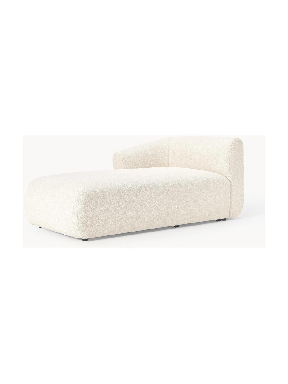 Modulo angolare in tessuto bouclé Sofia, Rivestimento: bouclé (100% poliestere) , Struttura: legno di abete rosso, tru, Piedini: plastica Questo prodotto , Bouclé bianco latte, Larg. 185 x Prof. 92 cm, chaise longue a destra