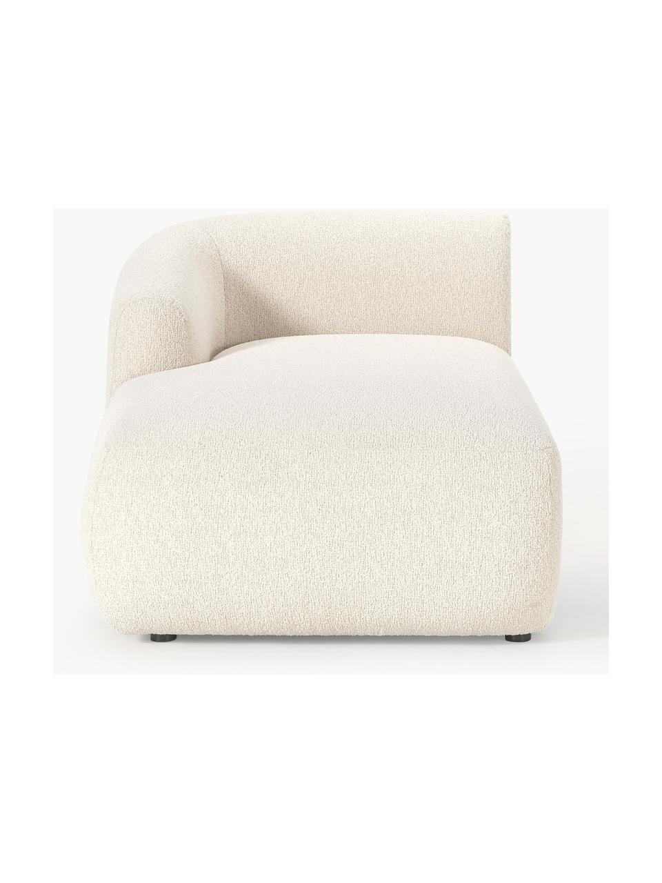 Módulo diván en tejido bouclé Sofia, Tapizado: tejido bouclé (100% polié, Estructura: madera de pícea, aglomera, Patas: plástico Este producto es, Bouclé blanco Off White, An 185 x F 92 cm, chaise longue derecha