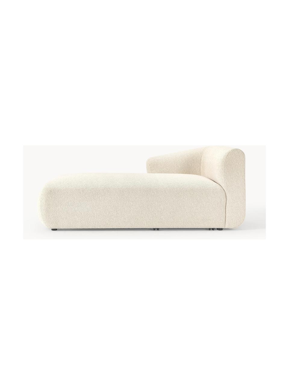 Modulo angolare in tessuto bouclé Sofia, Rivestimento: bouclé (100% poliestere) , Struttura: legno di abete rosso, tru, Piedini: plastica Questo prodotto , Bouclé bianco latte, Larg. 185 x Prof. 92 cm, chaise longue a destra