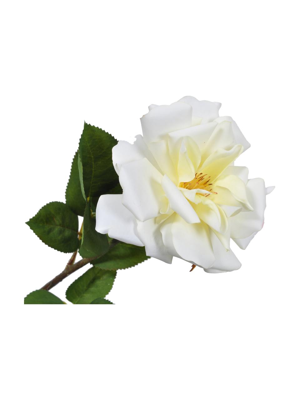 Kunstblume Weiße Rose, Blüte: Kunststoff, Stiel: Metall, Weiß, Gelb, L 54 cm