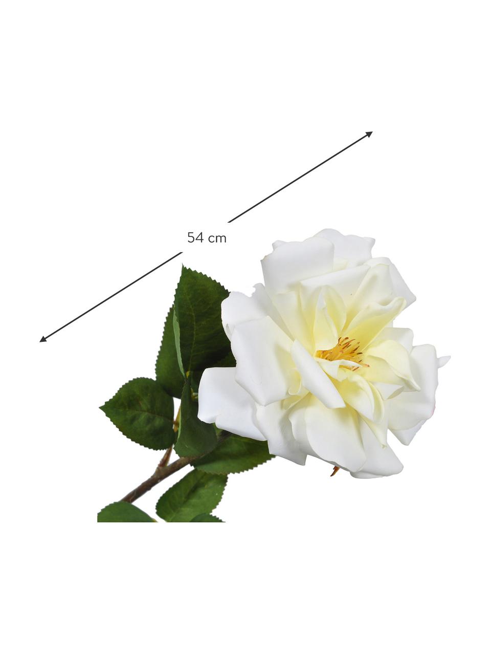 Rosa artificiale rosa bianca, Gambo: metallo, Bianco, giallo, Lung. 54 cm