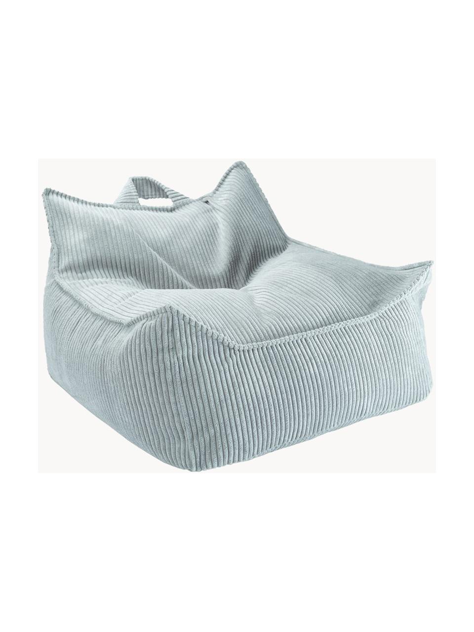 Fauteuil poire pour enfant en velours côtelé Sugar, Velours côtelé bleu ciel, larg. 70 x prof. 80 cm