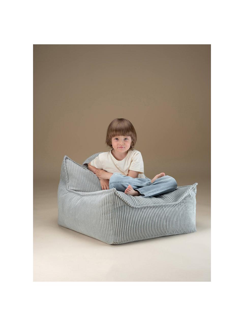 Pouf a sacco per bambini in velluto a coste Sugar, Rivestimento: velluto a coste (100% pol, Interno: 100% fibra non tessuta, Velluto a coste azzurro, Larg. 70 x Prof. 80 cm