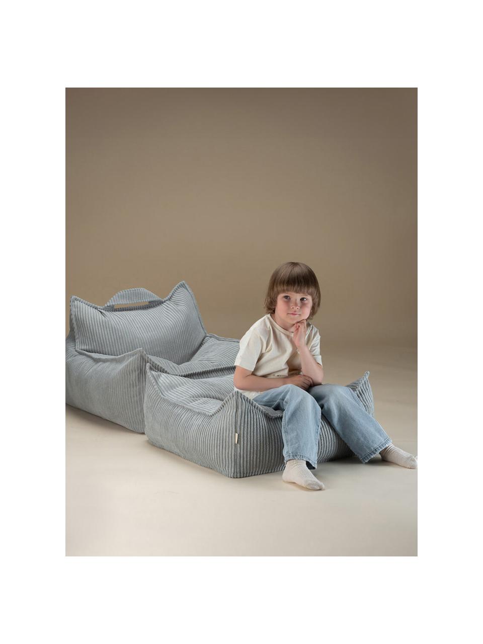 Pouf a sacco per bambini in velluto a coste Sugar, Rivestimento: velluto a coste (100% pol, Interno: 100% fibra non tessuta, Velluto a coste azzurro, Larg. 70 x Prof. 80 cm