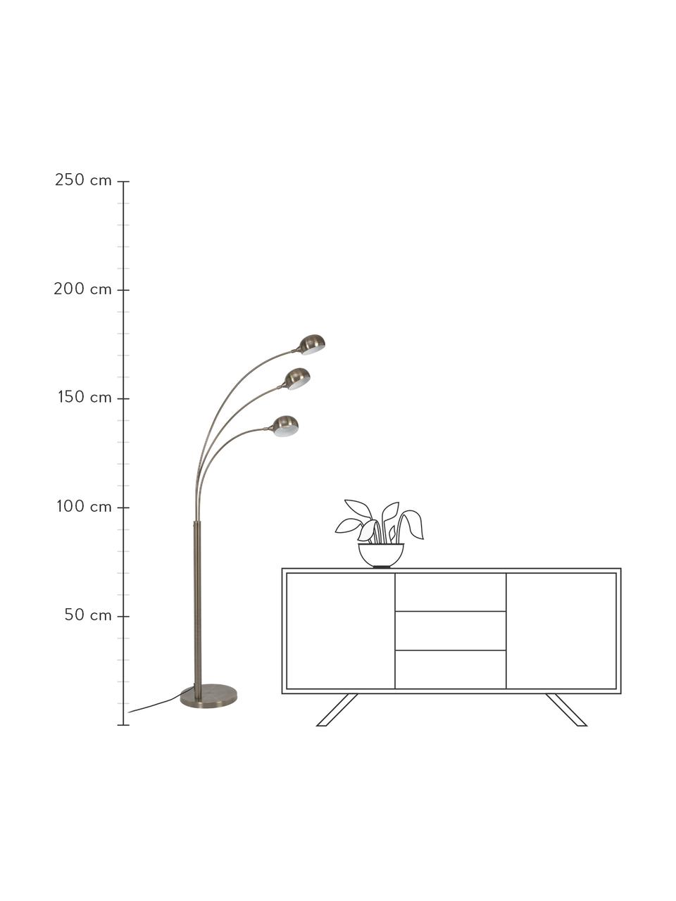 Grote booglamp Atmosphere, messingkleurig, Lampvoet: metaal, Goudkleurig met antieke afwerking, B 70 cm x H 180 cm