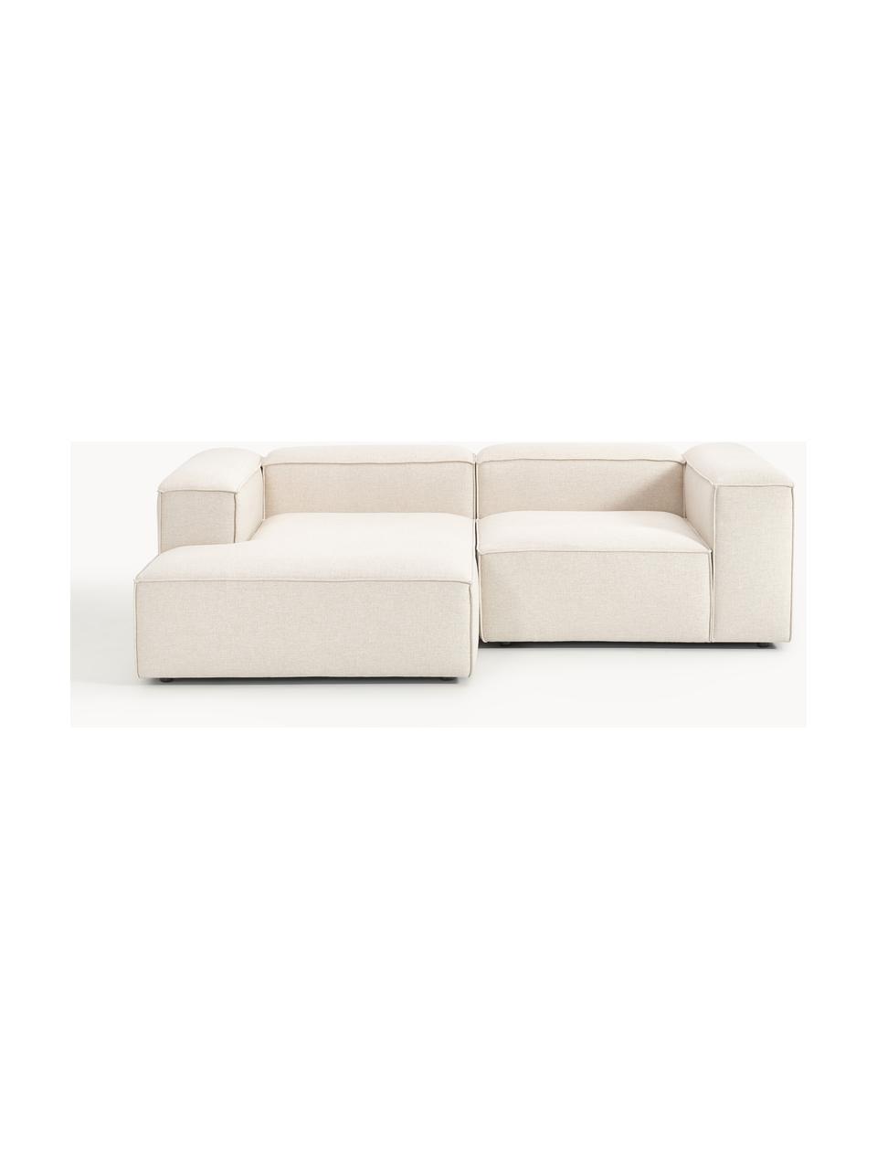 Modulares Ecksofa Lennon aus Leinen-Mix, Bezug: 50 % Viskose, 25 % Leinen, Gestell: Fichtenholz, Sperrholz, m, Leinen-Mix Beige, B 238 x T 180 cm, Eckteil links