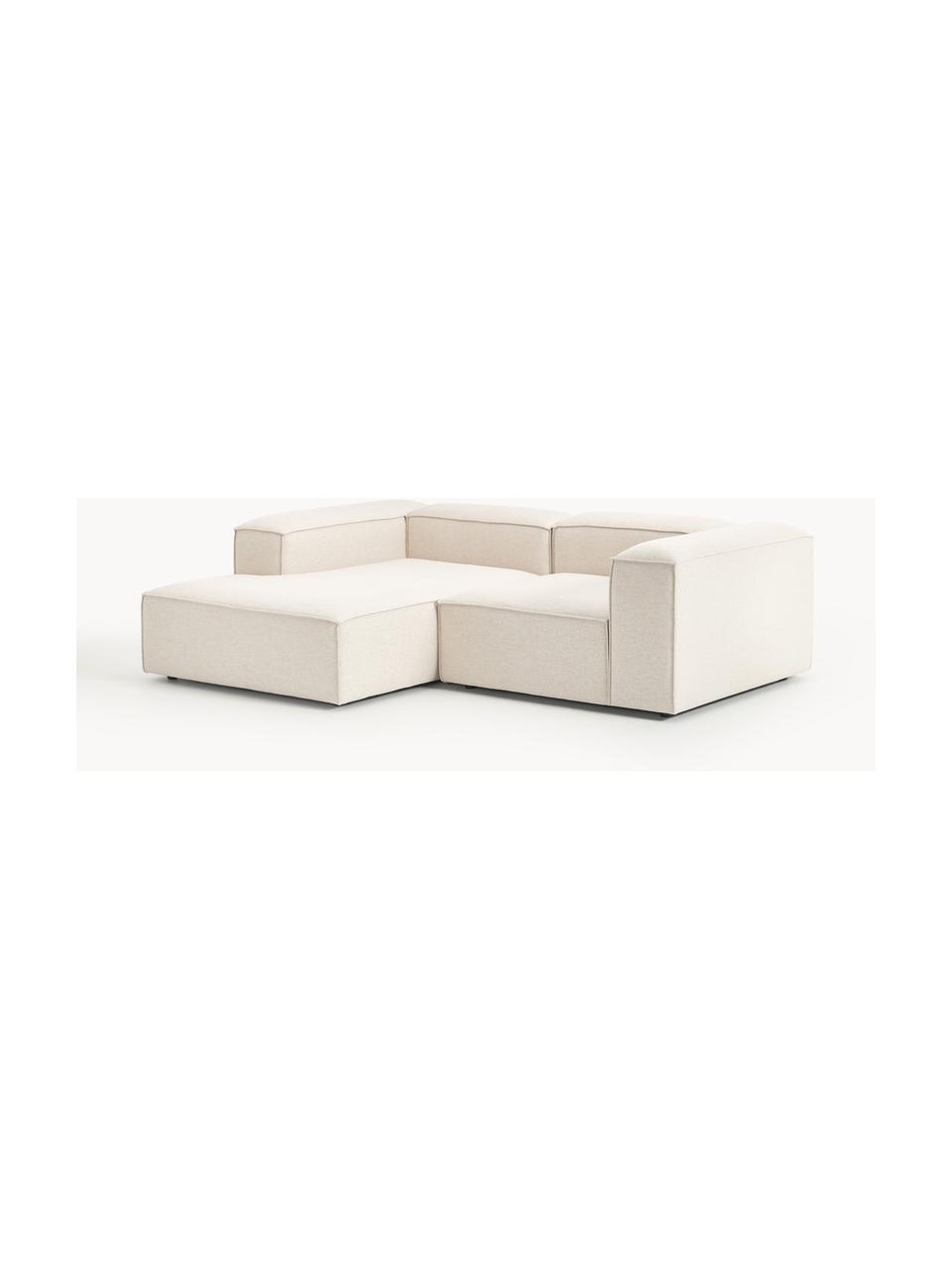 Modulares Ecksofa Lennon aus Leinen-Mix, Bezug: 50 % Viskose, 25 % Leinen, Gestell: Fichtenholz, Sperrholz, m, Füße: Kunststoff Dieses Produkt, Leinen-Mix Beige, B 238 x T 180 cm, Eckteil links