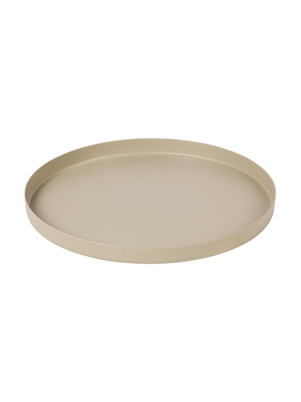 Petit plateau décoratif beige Donna, Métal, enduit, Beige, Ø 22 cm