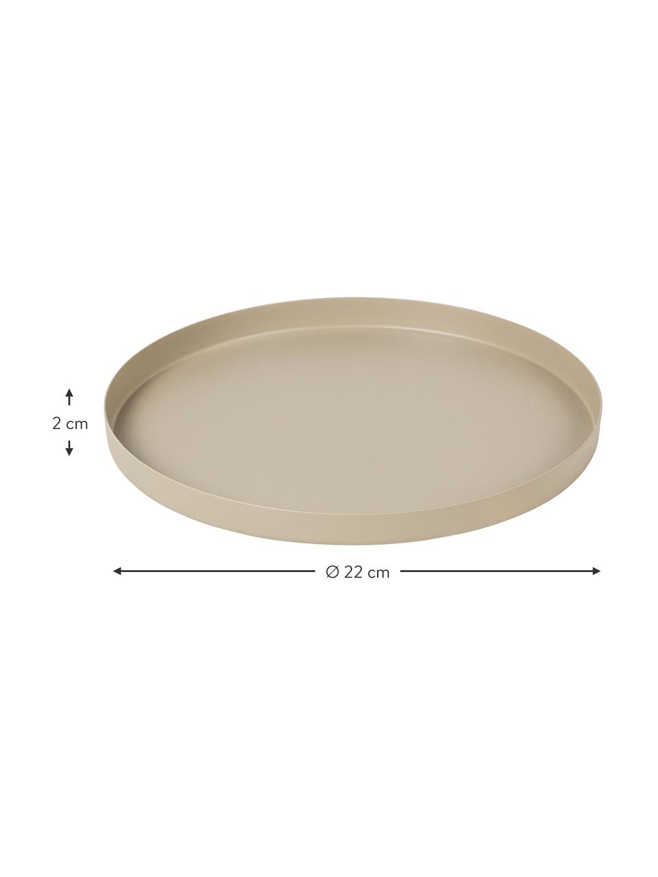 Klein decoratief dienblad Donna in beige, Gecoat metaal, Beige, Ø 22 cm