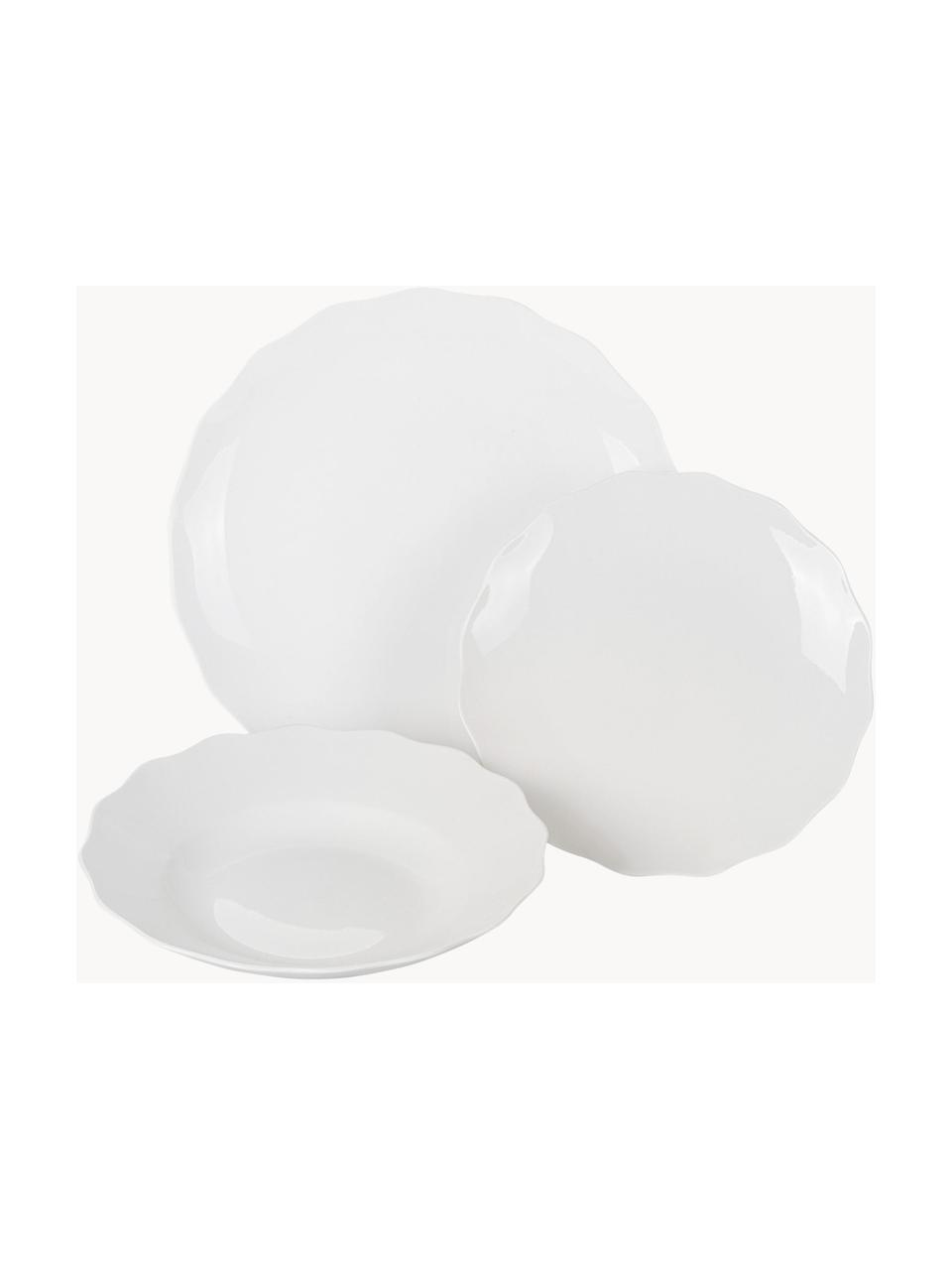 Vajilla de porcelana Versailles, 4 comensales (12 pzas.), Porcelana, Blanco, 4 comensales (12 pzas.)