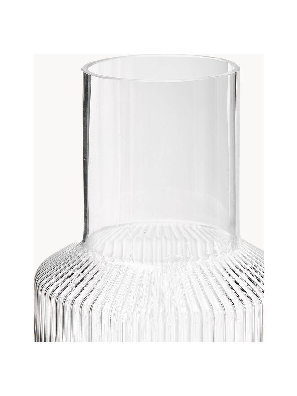 Mundgeblasene kleine Karaffe Ripple mit Wasserglas, 2er-Set, Glas, mundgeblasen, Transparent, glänzend, Karaffe: 500 ml, Glas: 200 ml