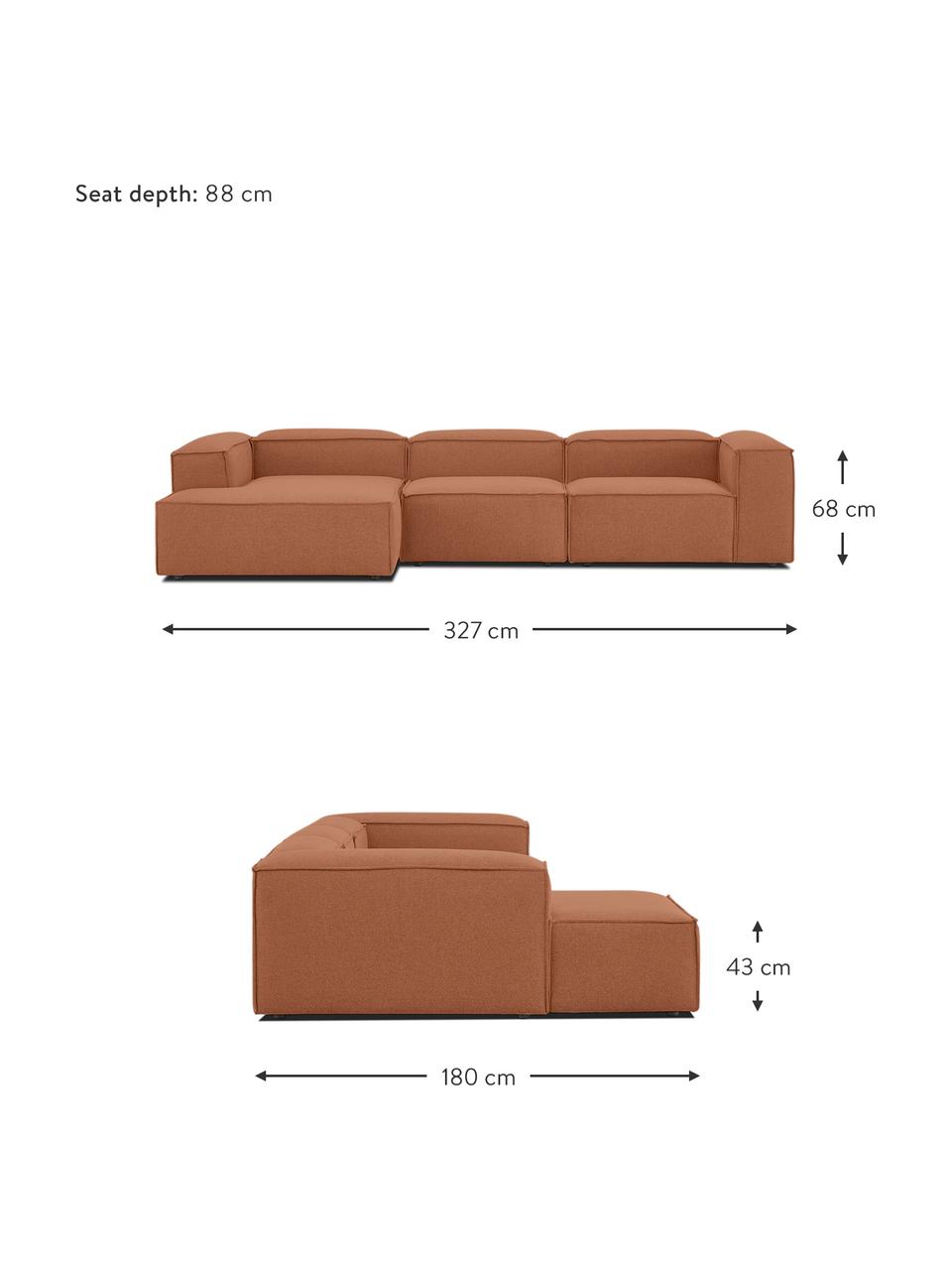 Sofá rinconera modular Lennon, Tapizado: 100% poliéster Alta resis, Estructura: madera de pino maciza, ma, Patas: plástico, Tejido turrón, An 327 x F 180 cm, chaise longue izquierda