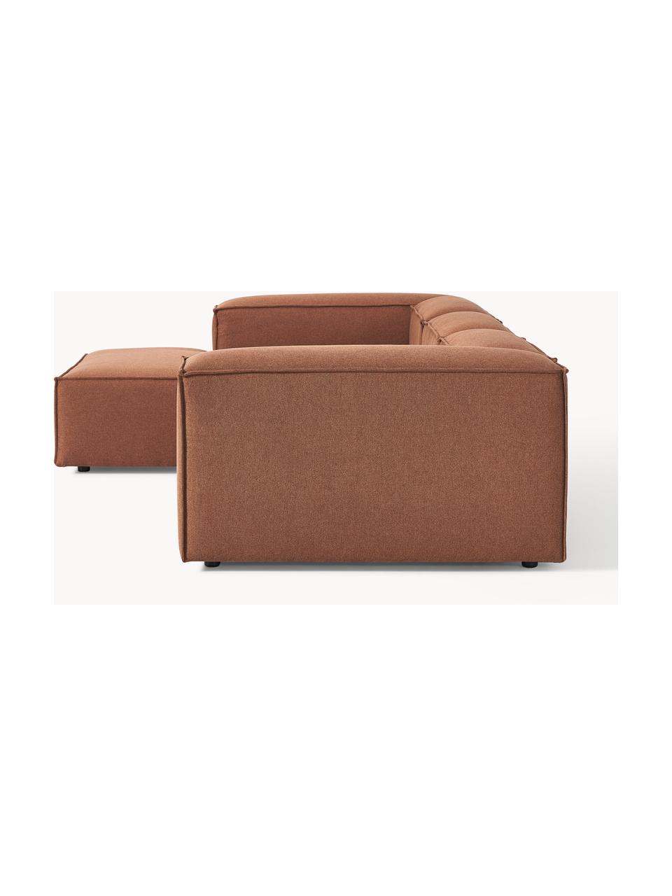 Modulares Ecksofa Lennon, Bezug: 100 % Polyester Der strap, Gestell: Massives Kiefernholz, Spe, Webstoff Nougat, B 327 x T 180 cm, Eckteil links