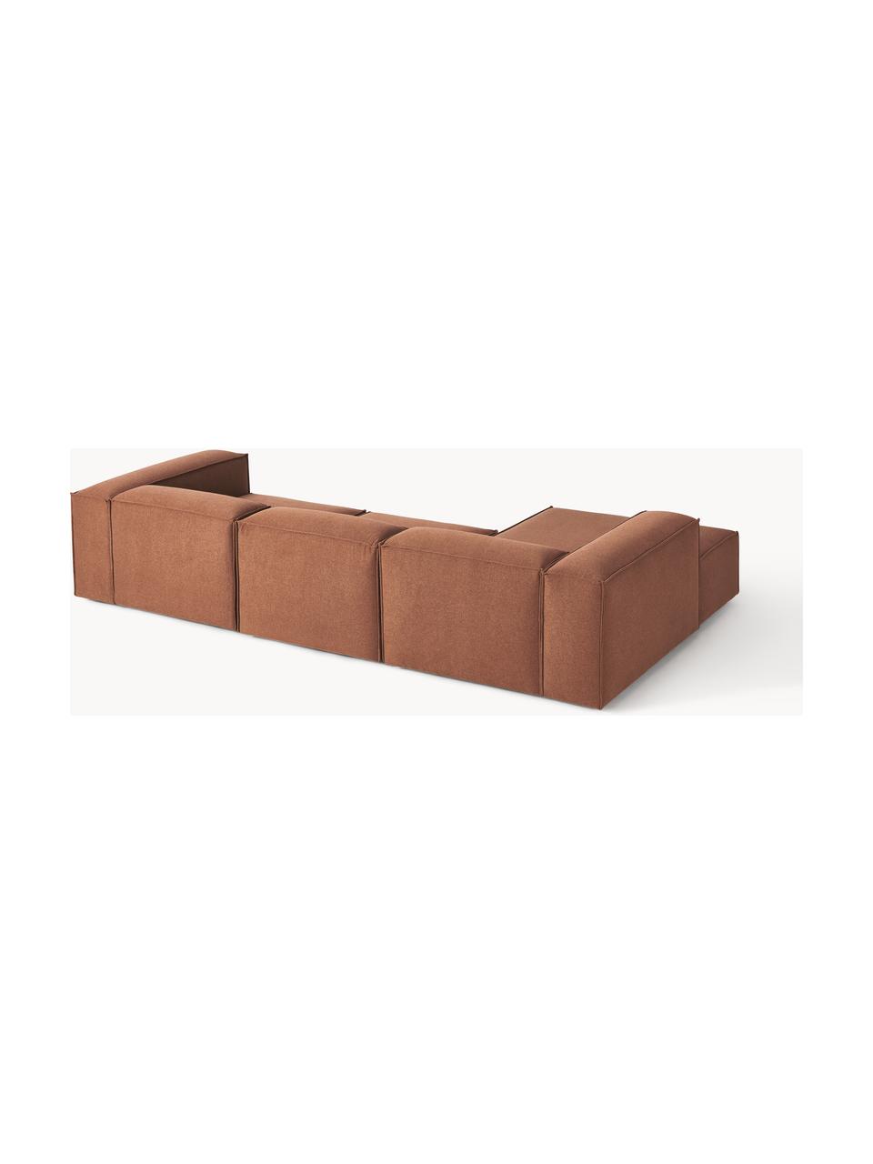 Modulares Ecksofa Lennon, Bezug: 100 % Polyester Der strap, Gestell: Massives Kiefernholz, Spe, Webstoff Nougat, B 327 x T 180 cm, Eckteil links