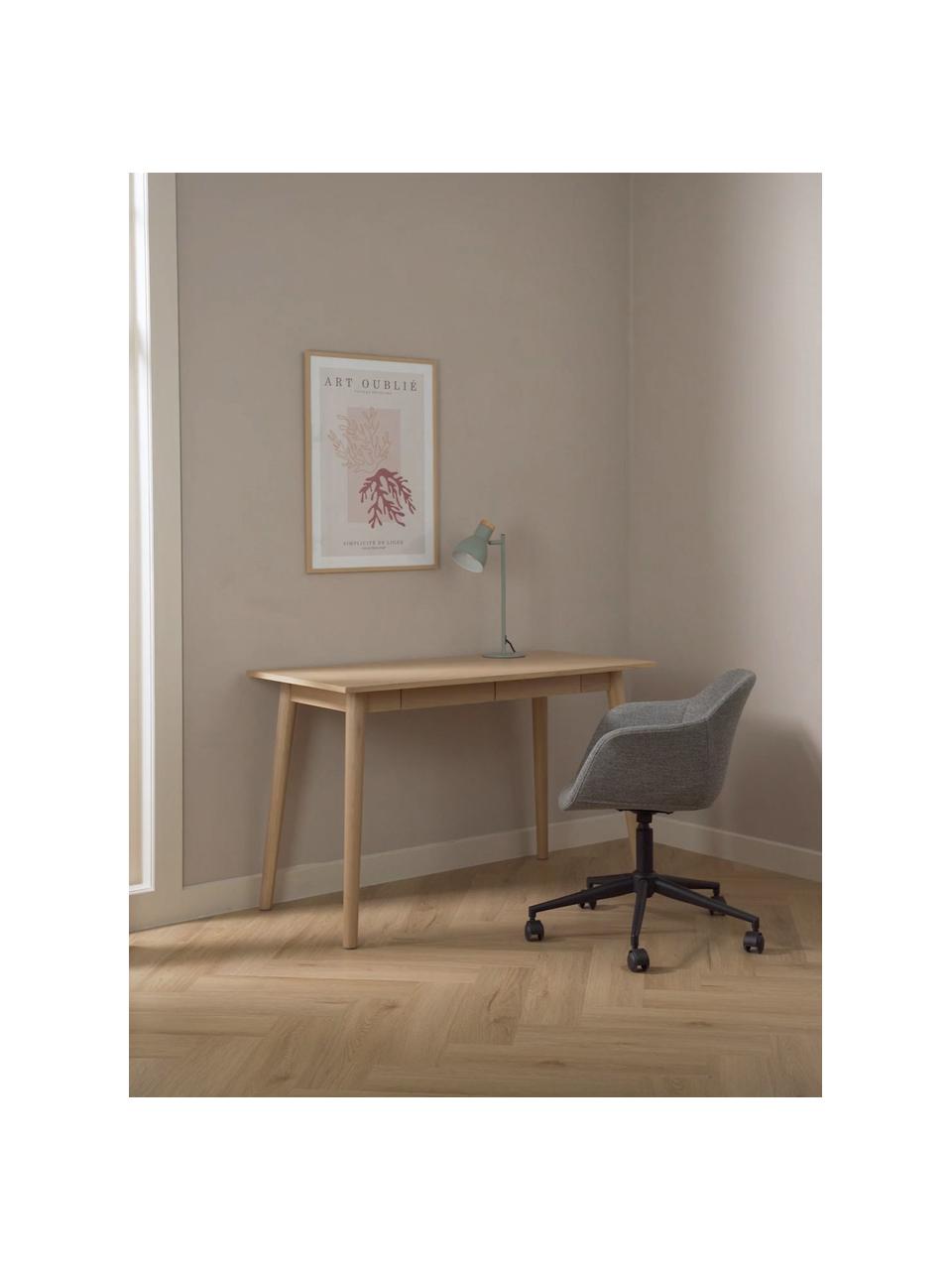Schmaler Schreibtisch Marte aus Eiche, Tischplatte: Mitteldichte Holzfaserpla, Eichenholz, B 120 x T 60 cm