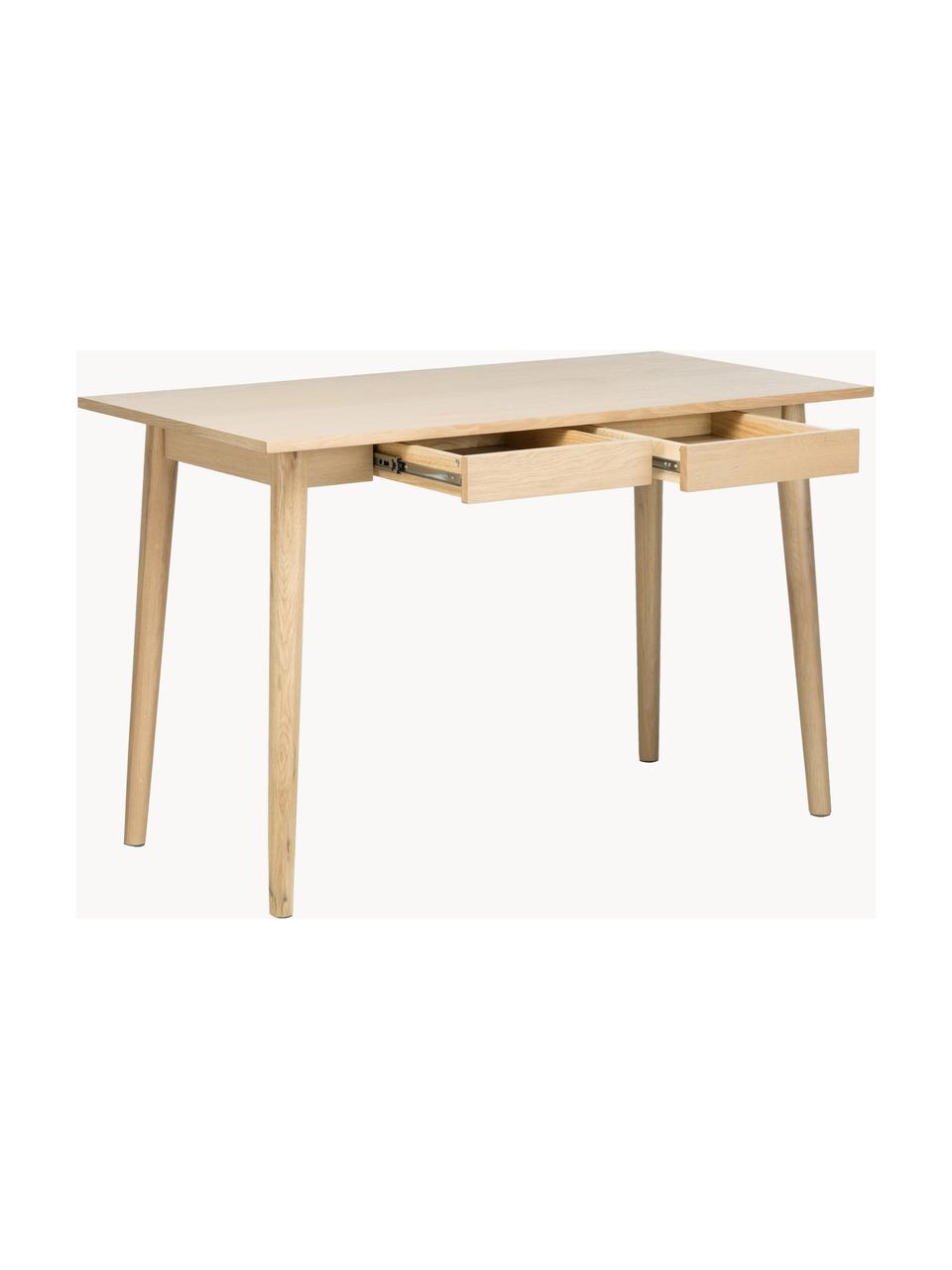 Schmaler Schreibtisch Marte aus Eiche, Tischplatte: Mitteldichte Holzfaserpla, Eichenholz, B 120 x T 60 cm