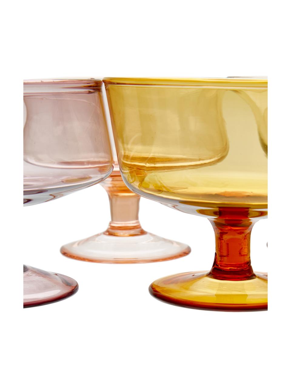 Mondgeblazen ijskom Diseguale in verschillende kleuren en vormen, 6 stuks, Mondgeblazen glas, Geeltinten, rozetinten, Ø 12 x H 8 cm, 400 ml