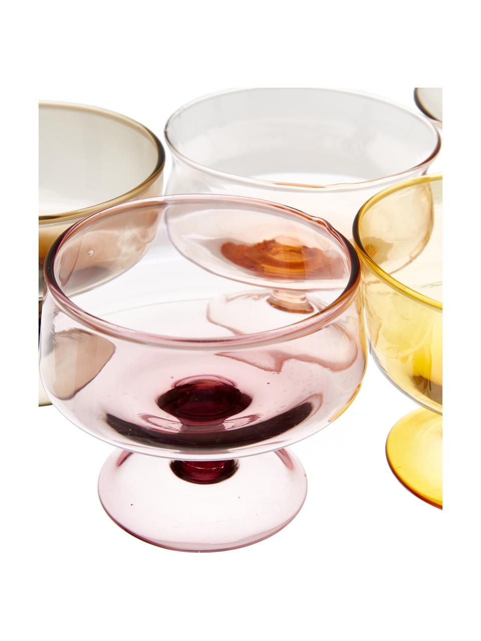 Mondgeblazen ijskom Diseguale in verschillende kleuren en vormen, 6 stuks, Mondgeblazen glas, Geeltinten, rozetinten, Ø 12 x H 8 cm, 400 ml