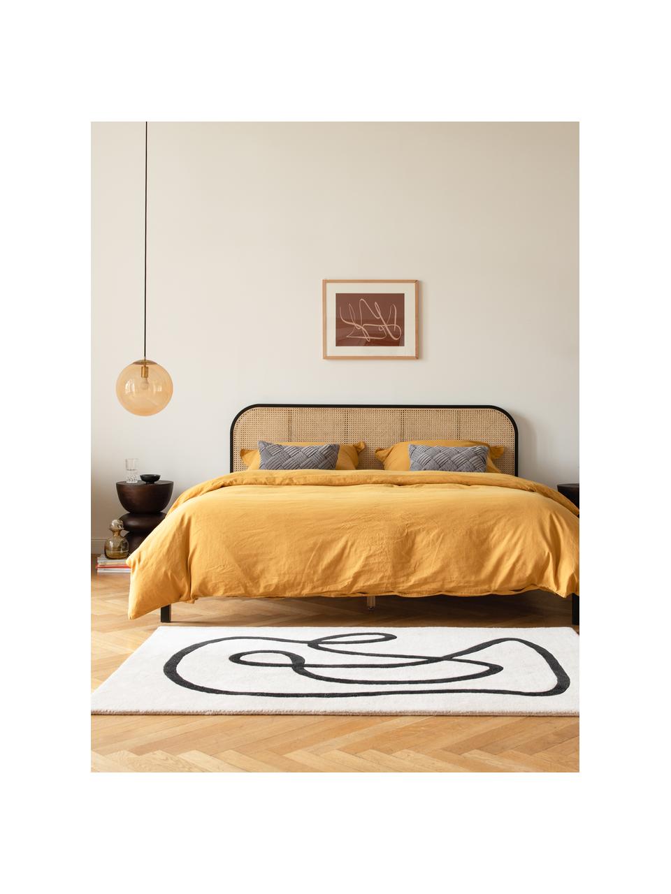 Ručne tkaný vlnený koberec s kresbou Line, Krémovobiela, Š 120 x D 180 cm (veľkosť S)