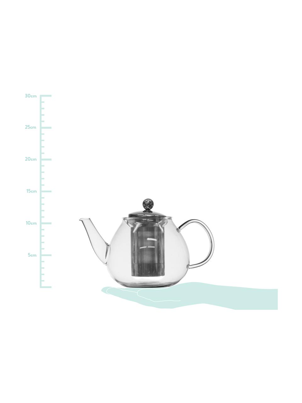 Teiera con colino da tè e coperchio Archie, 1 L, Teiera: vetro, Trasparente, argentato, 1 L