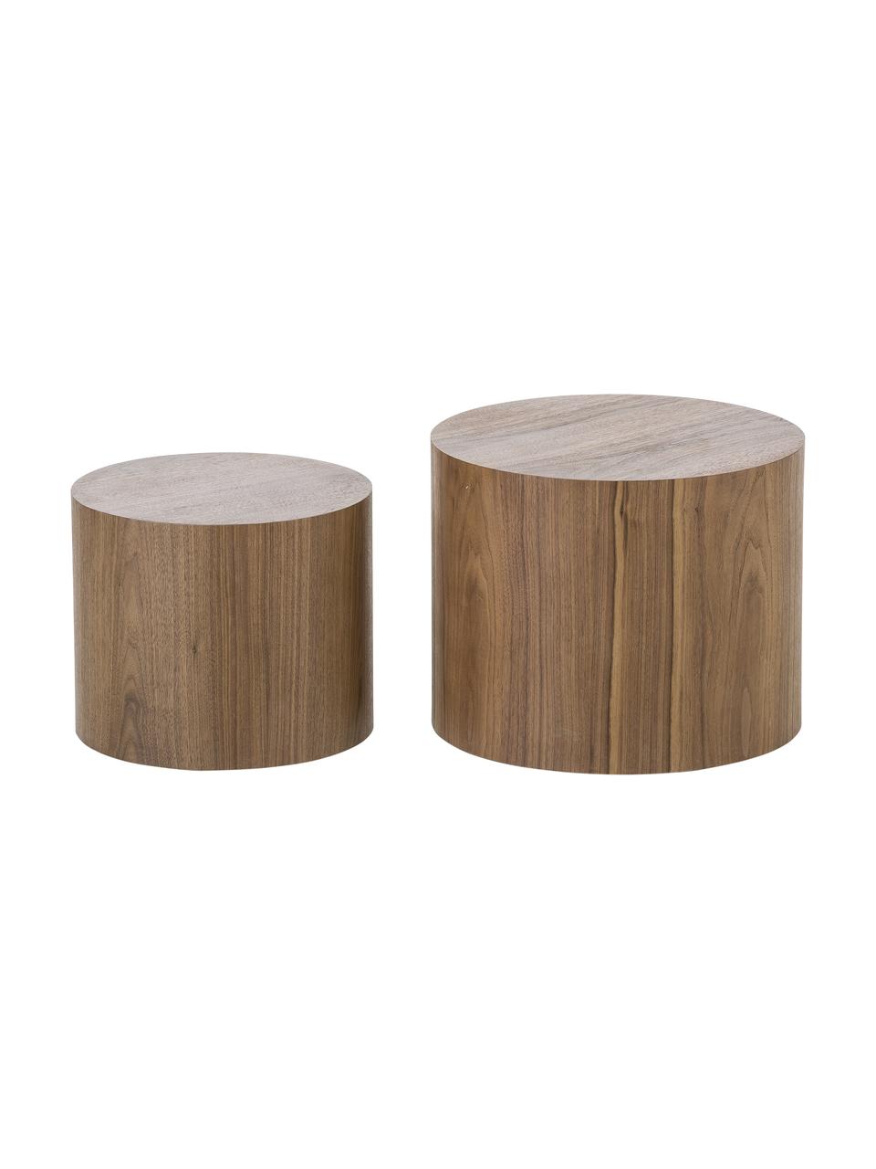 Set 2 tavolini da salotto in legno Dan, Pannello di fibra a media densità (MDF) con finitura in legno di noce, Legno scuro, Set in varie misure