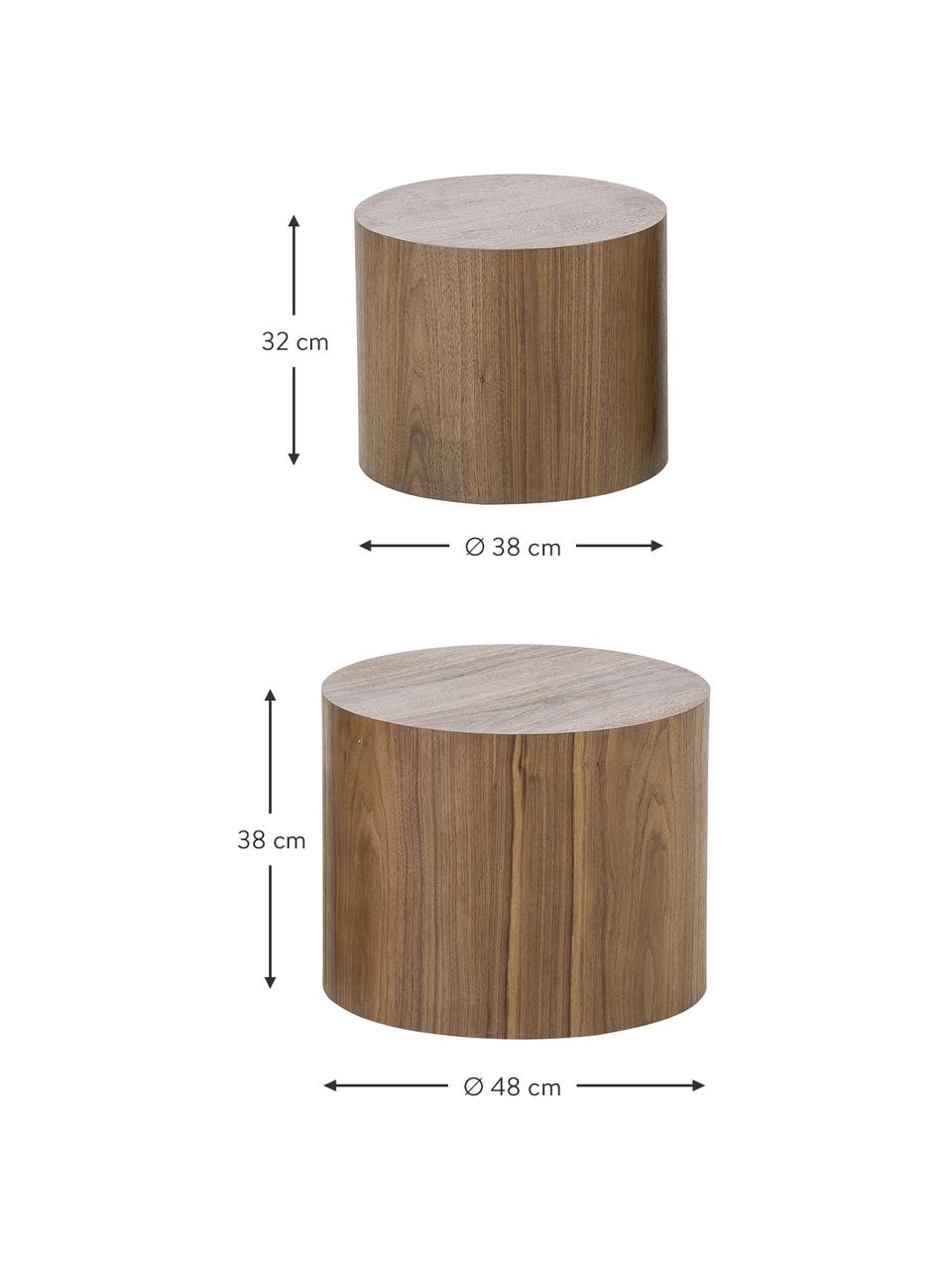 Couchtisch-Set Dan aus Holz, 2-tlg., Mitteldichte Holzfaserplatte (MDF) mit Walnussholzfurnier, Dunkles Holz, Set mit verschiedenen Grössen
