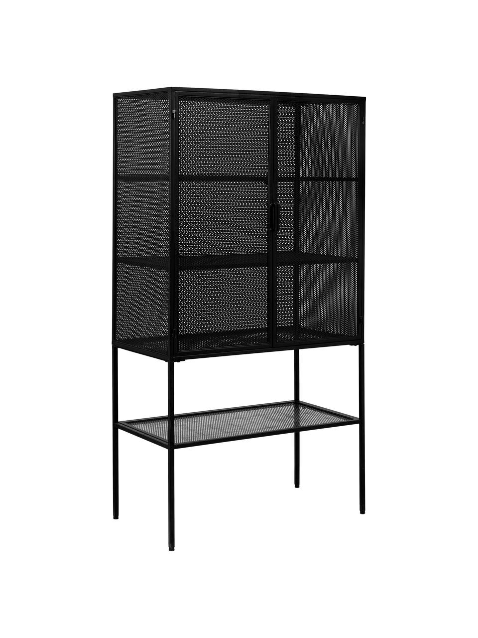 Credenza alta nera Wire, Metallo verniciato a polvere, Nero, Larg. 90 x Alt. 167 cm