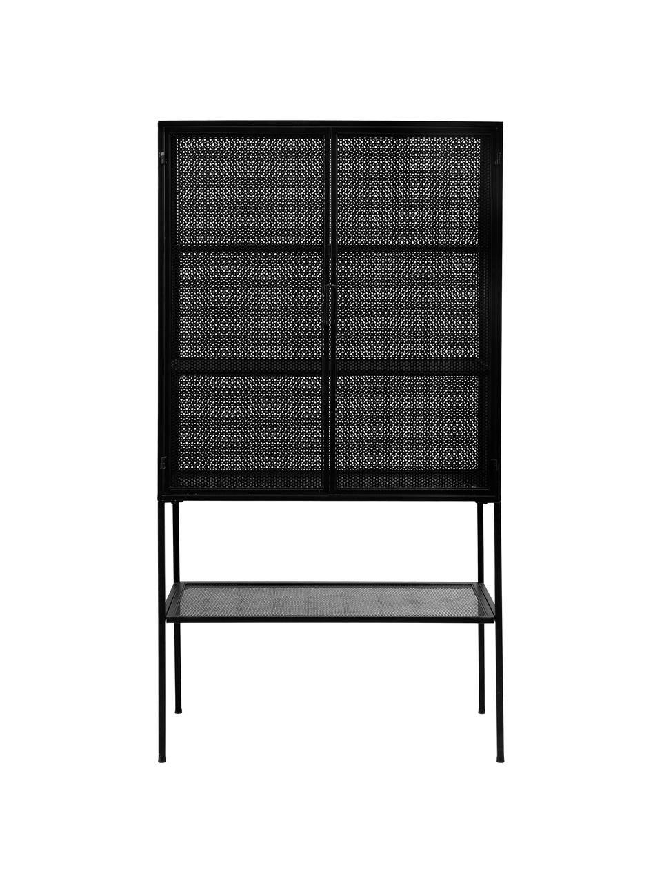 Credenza alta nera Wire, Metallo verniciato a polvere, Nero, Larg. 90 x Alt. 167 cm