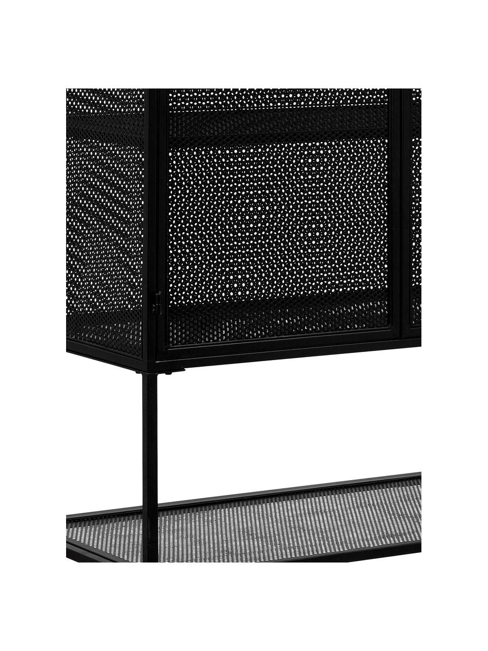 Metalen vitrinekast Wire in zwart, Gepoedercoat metaal, Zwart, 90 x 167 cm